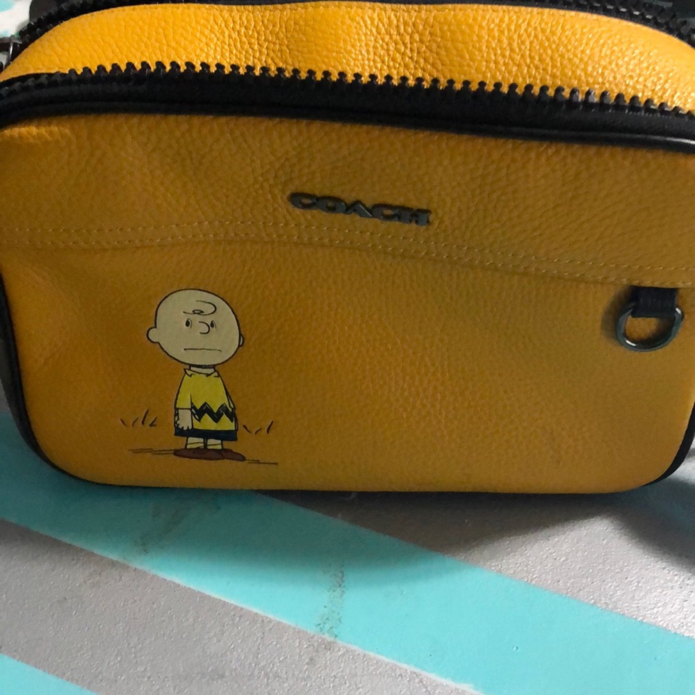 Coach Peanuts Bag with Charlie Brown on outside of bag